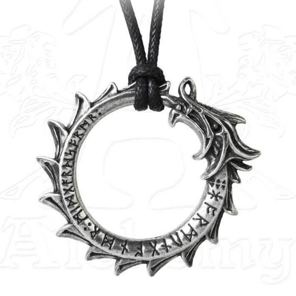 Jormungand Rune Pendant - World Serpent Dragon - Picture 1 of 3